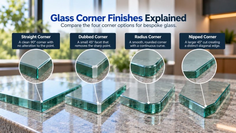 Glass Corner Finishes Explained: Straight, Dubbed, Radius & Nipped Corners